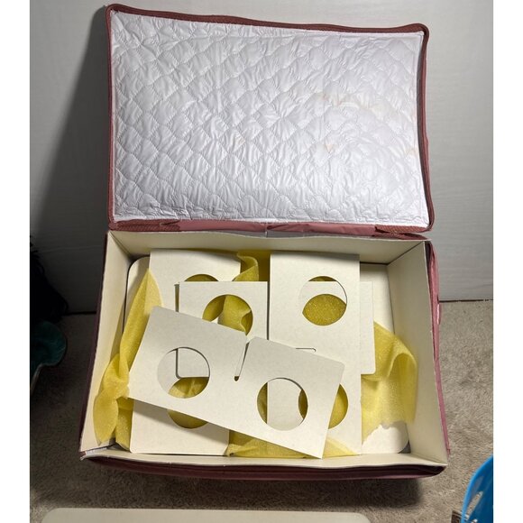 Vintage Quilted China Storage Box Rectangle With Zippered Lid & Inserts - Picture 4 of 10